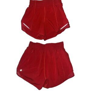 Red Lululemon Hotty Hot Shorts